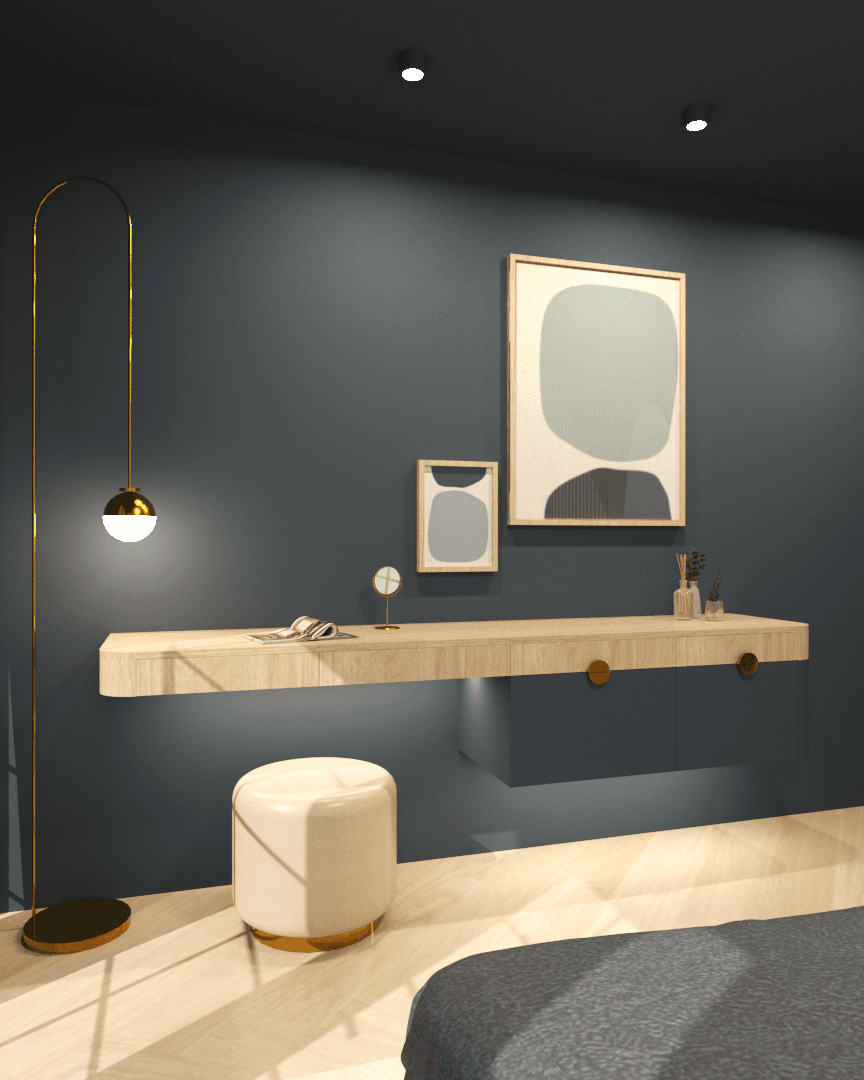 Sculptural Floating Dresser-Desk
